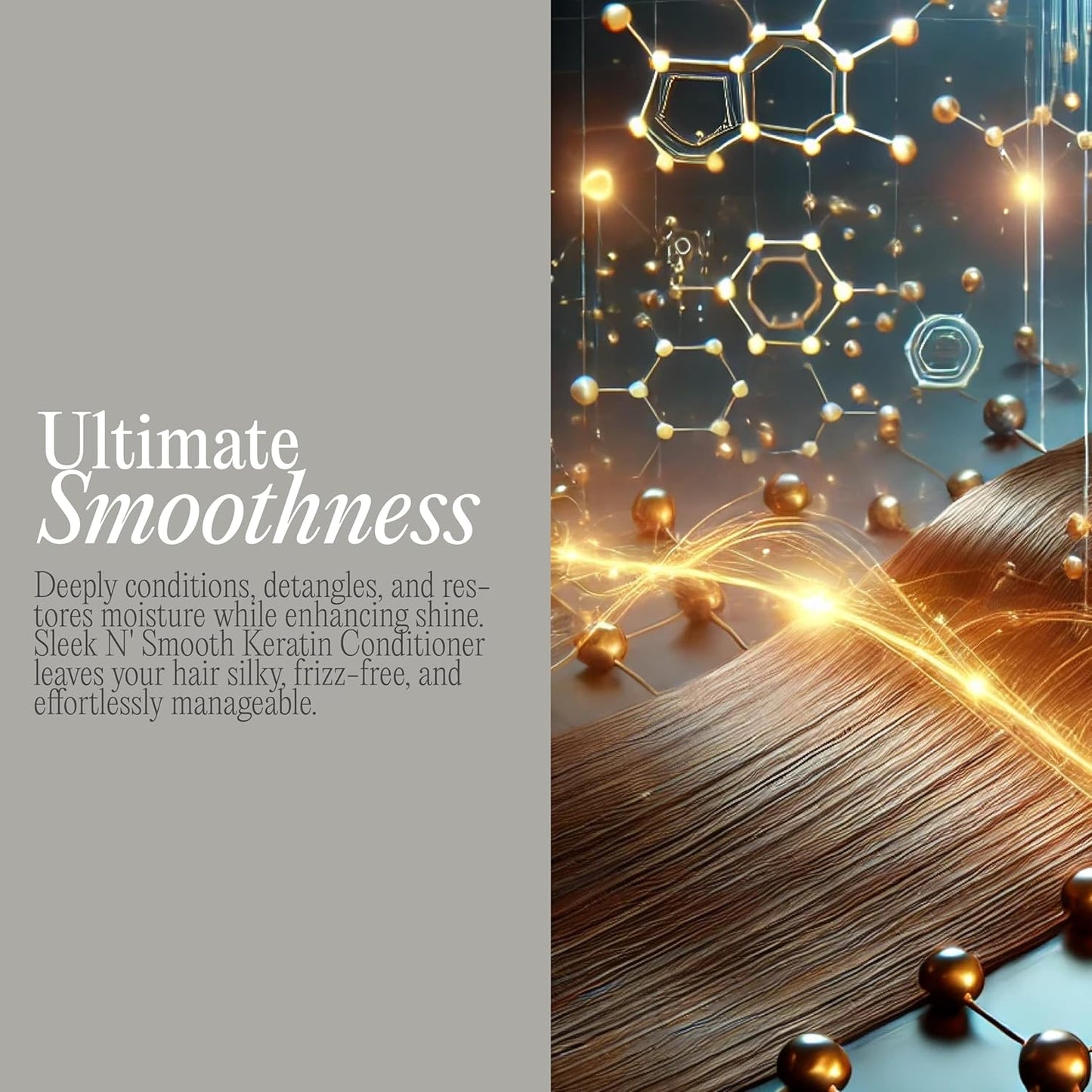 Sleek N' Smooth Keratin Hair Treatment Conditioner - Anti-Frizz, Sulfate & Paraben Free | Strengthens Color-Treated Hair