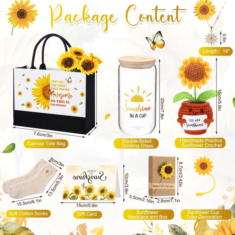 Reallnaive Sending Sunshine Sunflower Gifts for Women Get Well Soon Inspirational Gifts Self Care for Women Her Best Friends Mom Female, Birthday Thinking of You Package