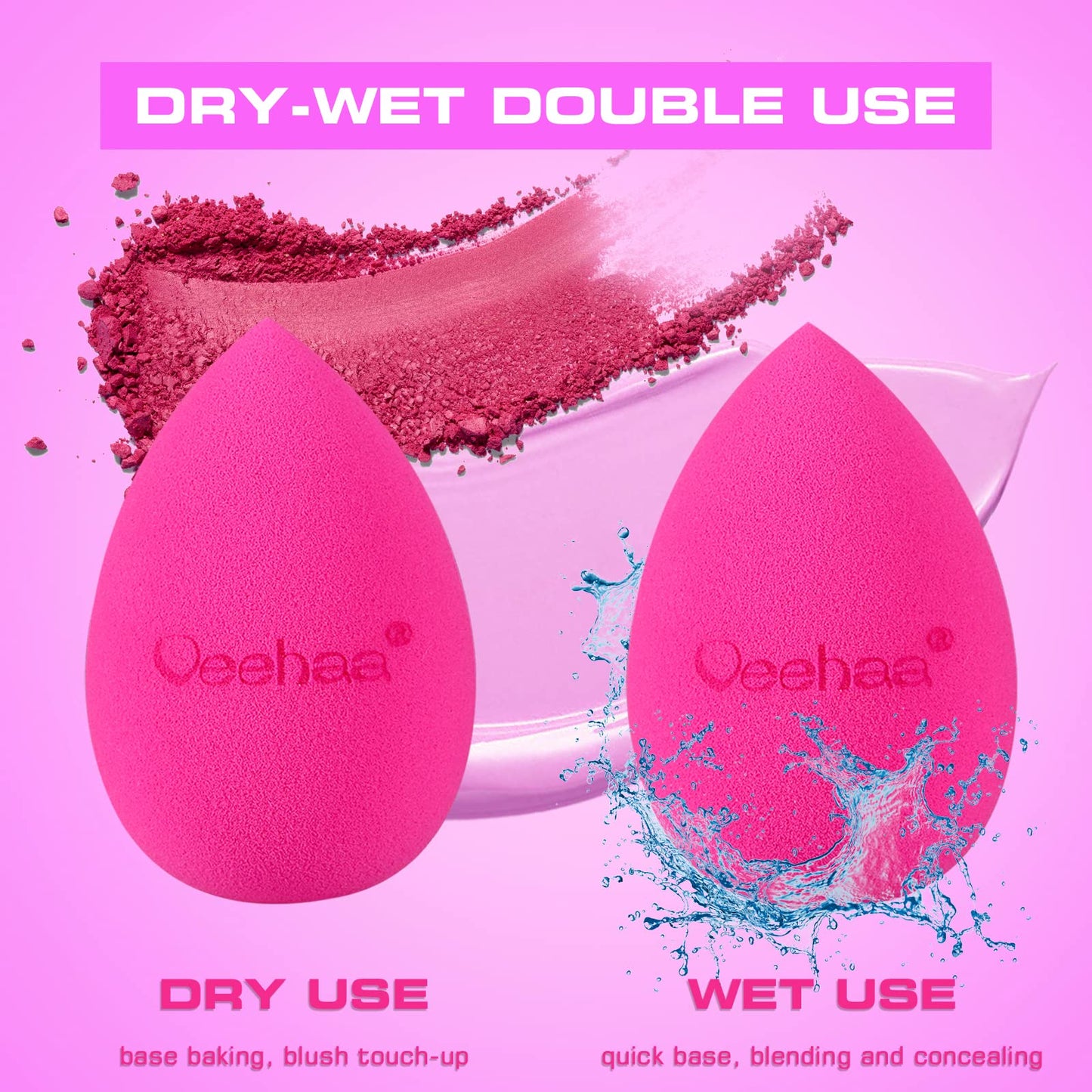 Veehaa 16PCS Makeup Sponge Set, Latex Free Makeup Blender for foundation, Makeup Sponges egg shaped, Makeup Sponges for all areas…