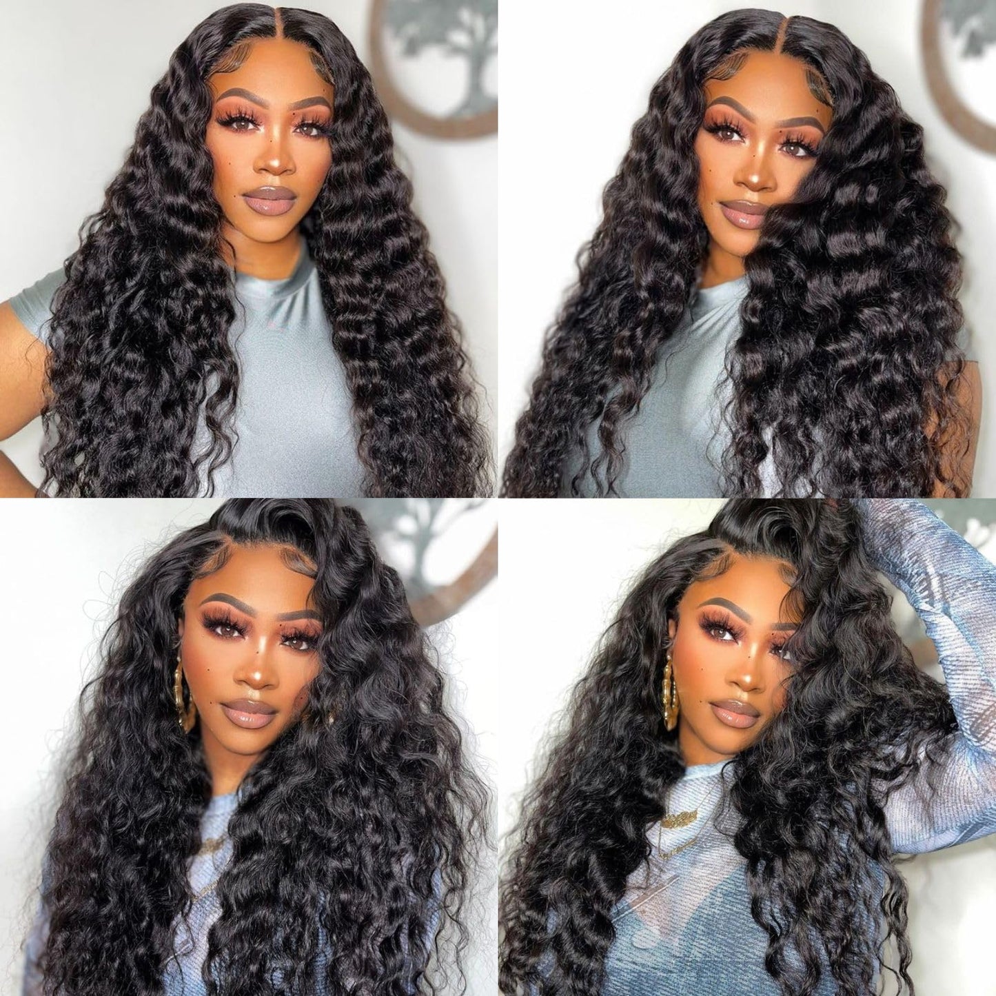 MOMOSHERO HD Transparent Lace Deep Wave Closure, 10" Natural Black, 5x5 Inch, Pre-Plucked, Unprocessed Brazilian Virgin Human Hair, 150% Density, Weave Installation