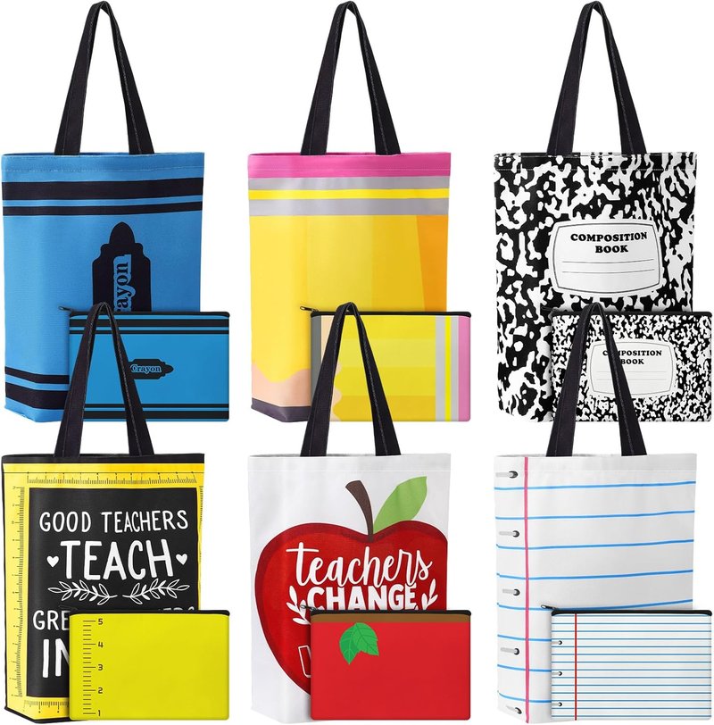 Canvas Tote Bag for Teachers - Bulk Thank You Gifts | Pencil Pouch & Makeup Bag Set