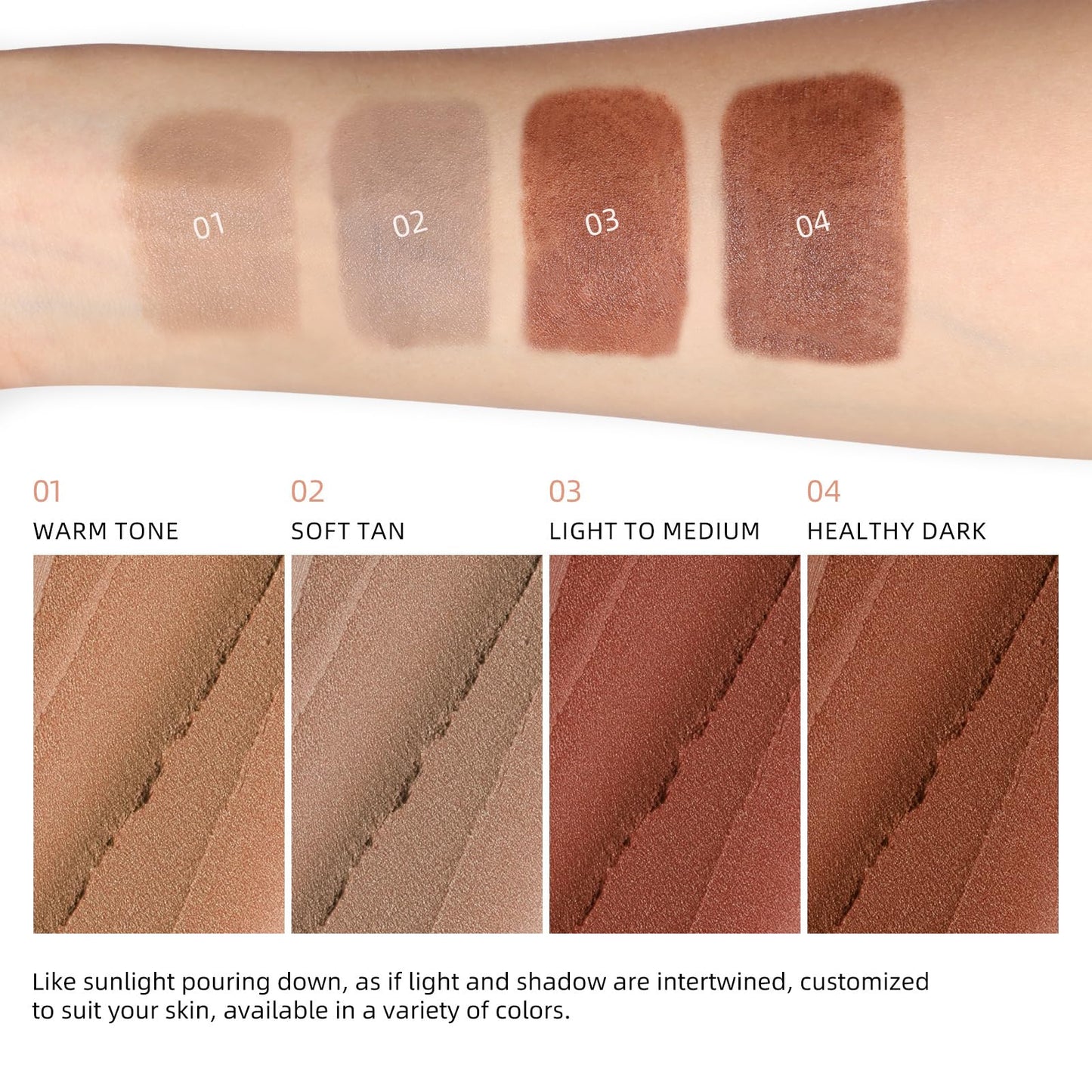 Erinde Cream Contour Bronzer Stick, Natural Finish Contouring Stick, Blendable & Smooth Matte Bronzer Stick, Waterproof & Long Lasting Face Shaping Makeup, 01 Warm Tone