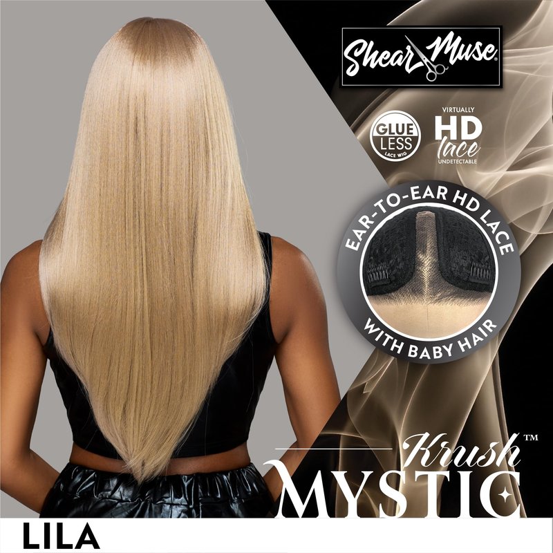 Sensationnel Shearmuse Mystic Krush Lacewig - Lila Glueless Synthetic Preplucked Hairline Deep Laceparting Hand Tied (OLIVEBEIGE)