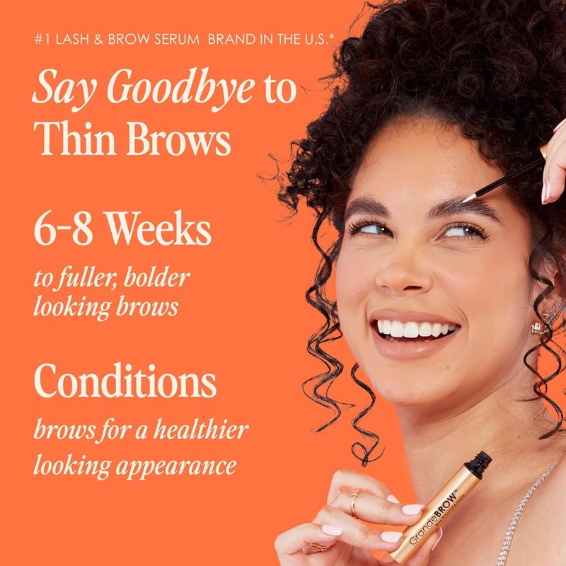 Grande Cosmetics GrandeBROW Brow Enhancing Serum - Fuller, Bolder Eyebrows with Vitamins & Peptides | Cruelty-Free