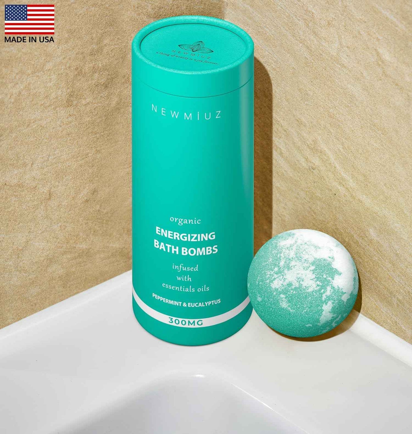 Menthol Fizzing Bath Bomb Eucalyptus Peppermint Epsom Salt Refreshing Bubble Spa with Essential Oil Infused Post Workout Sore Muscles Recovery Gift