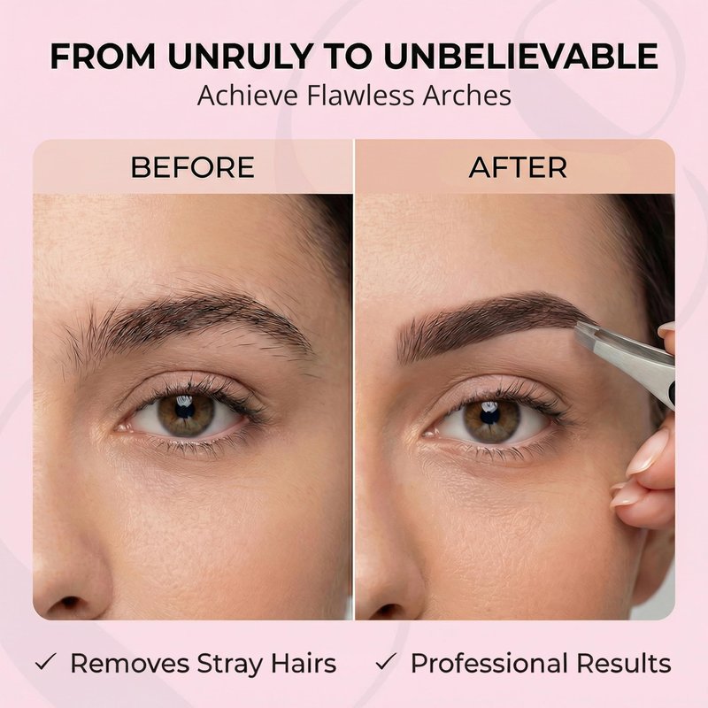 Coco’s Closet Tweezer for Eyebrows – Surgical grade Stainless Steel Slant Silver Tweezer - Precision for Ingrown Hair Removal