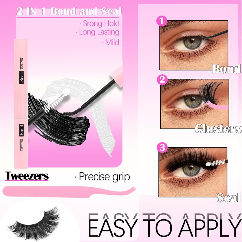 YIDUO Manga Lash Clusters Kit 40D+60D+80D+100 Fairy Spikes+Bottom Clusters Lashes Extensions Kit with 2X Bond and Seal 1094 Pcs 8-18mm Wispy Individual Eyelash Cluster Kit DIY at Home Easily