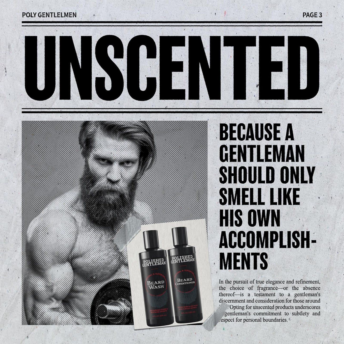 Polished Gentleman Beard Shampoo and Conditioner Set - Refreshing Beard Moisturizer & Mustache Softener - Beard Thickener with Tea Tree & Growth Oil - Paraben-Free & Sulfate-Free - Made by USA (8oz)