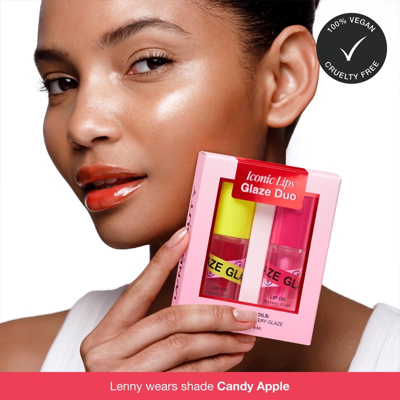 INNBEAUTY Project Iconic Lips Glaze Duo, Hydrating Vegan Lip Oil Gloss Hybrid, x2 0.2 OZ