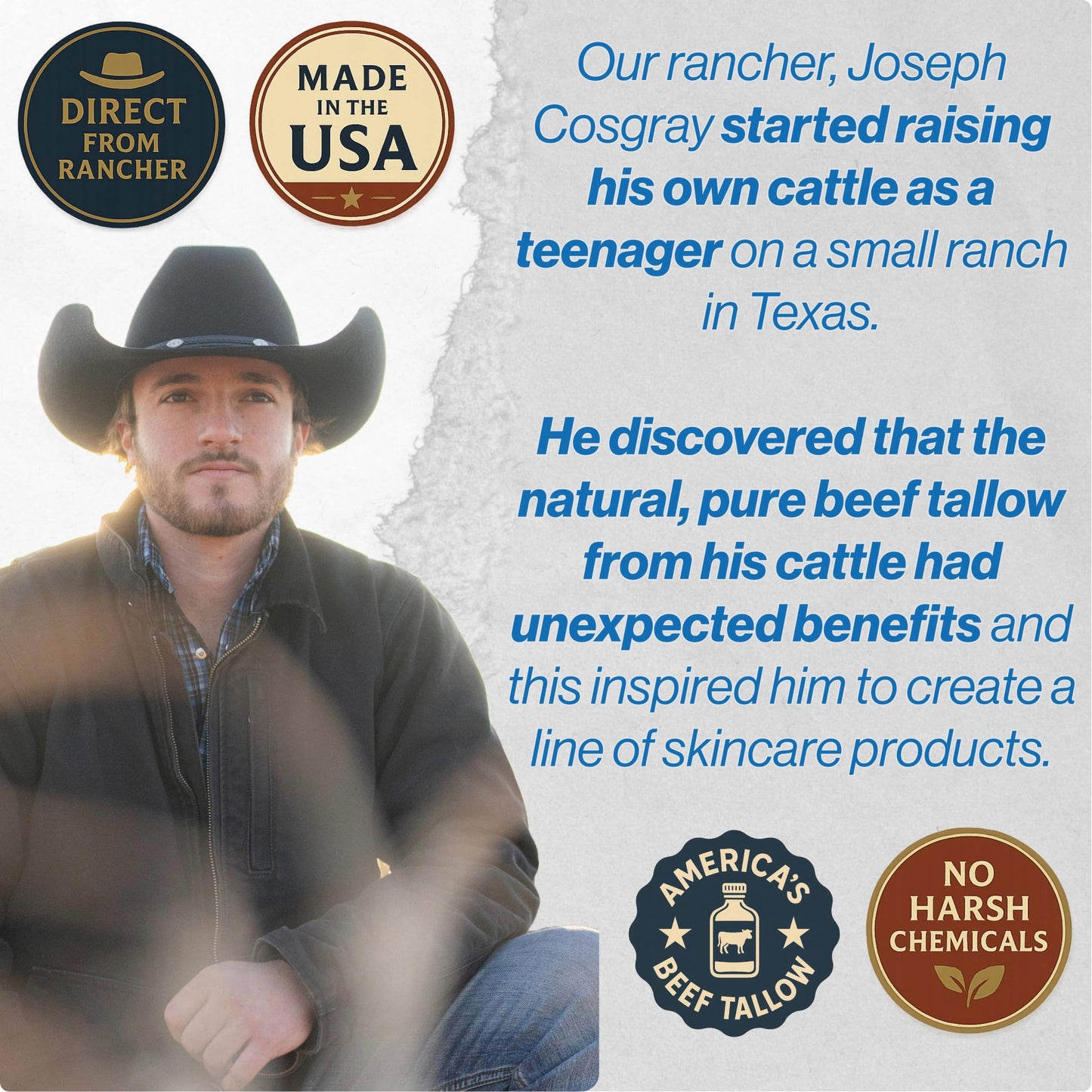 COW GUYS | Original, Tallow Balm For Face, Grass Fed Tallow For Skin, Beef Tallow Face Cream, Face Tallow, Essential Oil Cream, Moderate, Cold Pressed, Sweet Almond Oil, Natural Skincare