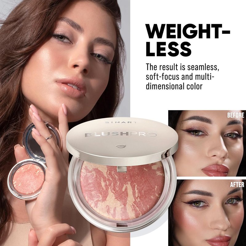 Brighten Lighting Marbleized Blush - Lightweight Shimmery Satin Face Makeup | Cruelty-Free, Shape & Contour