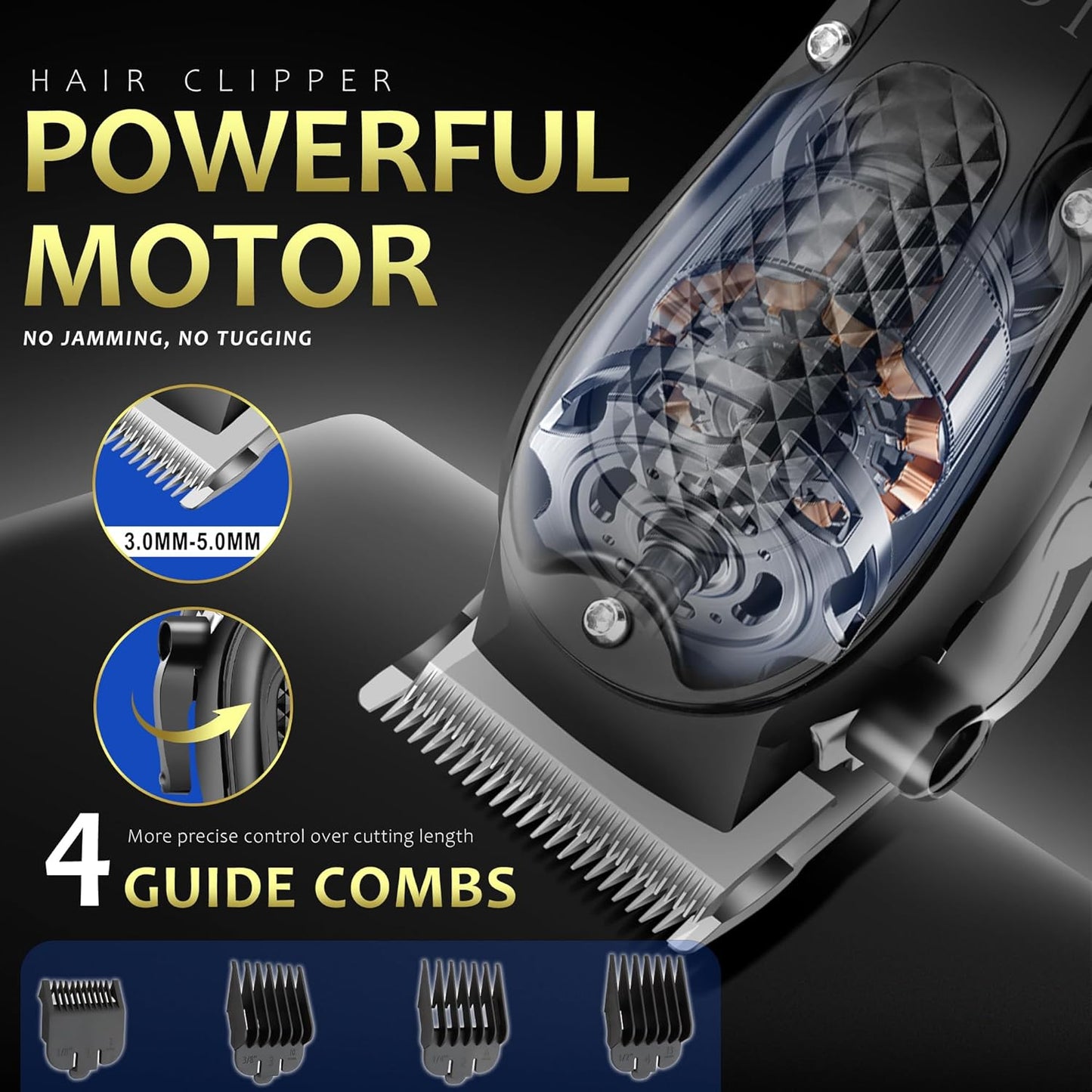 Professional Hair Clippers for Men - Cordless Trimmer Set with Nose & Ear Groomer | Rechargeable Electric Shaver