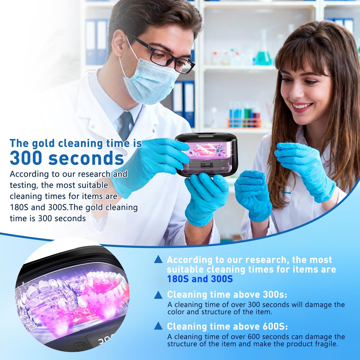 Actda Ultrasonic Retainer Cleaner, Upgraded Wireless Professional Sonic Dental Cleaning Machine, Dental Cleaning Capsule, Night Guard Cleaner for Dentures,
