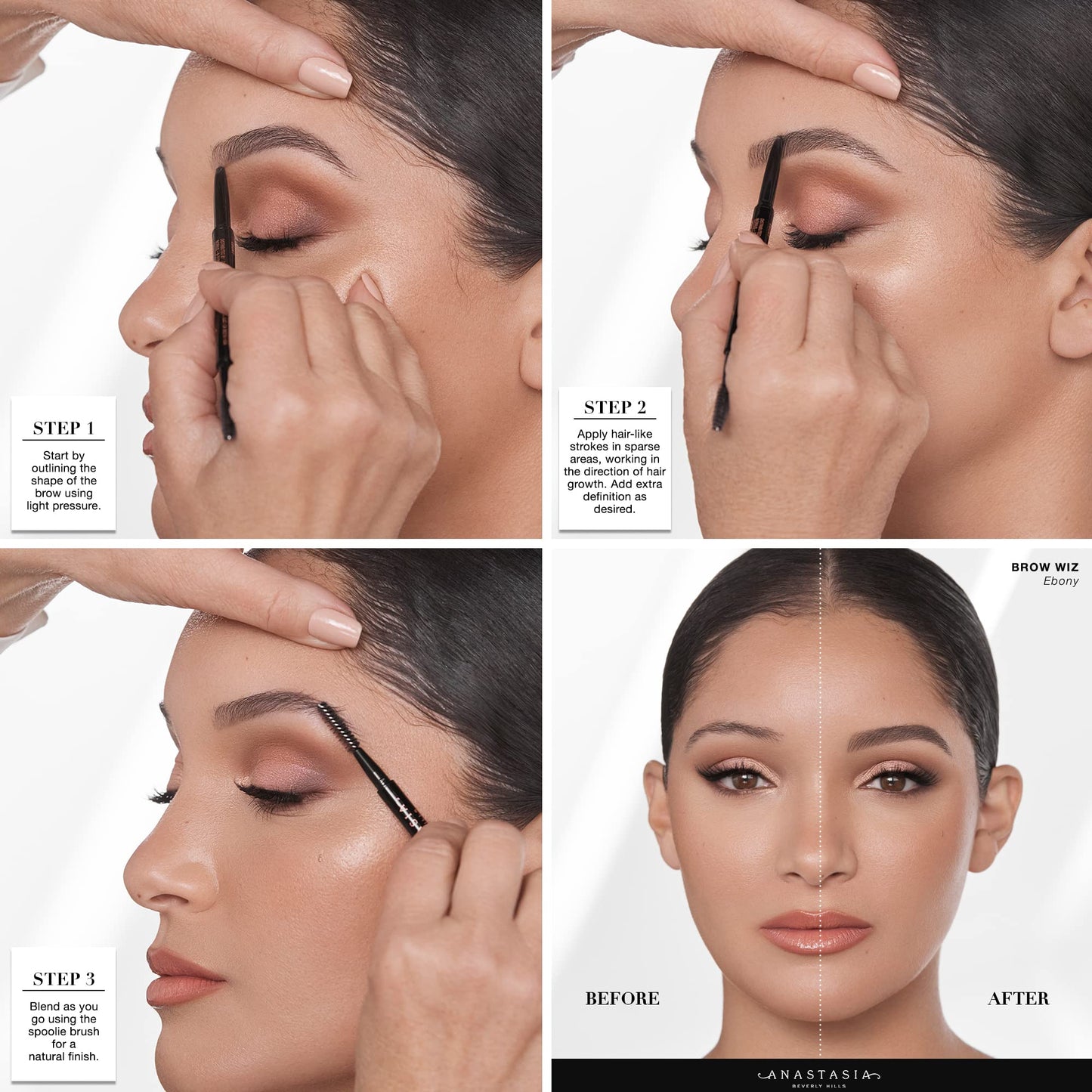Anastasia Beverly Hills Brow Wiz - Ultra-Slim Retractable Eyebrow Pencil for Hair-Like Strokes Natural Precision Definition, Longwear Waterproof Smudge-Proof for Filling & Shaping Brows - Medium Brown