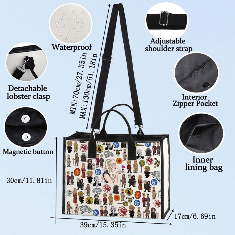 BWWKTOP Daenerys Makeup Bag Daenerys fans Gifts Eddard Zipper Pouch Bag Stark and Targaryen gift House Stark Merch (Game BG)