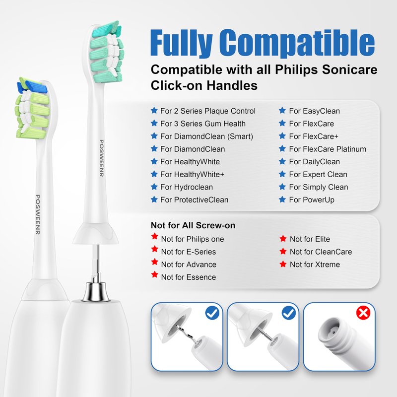 Replacement Toothbrush Heads Compatible with Philips Sonicare – Gentle & Effective Electric Tooth Brush Refill for Plaque Control, 10 Pack