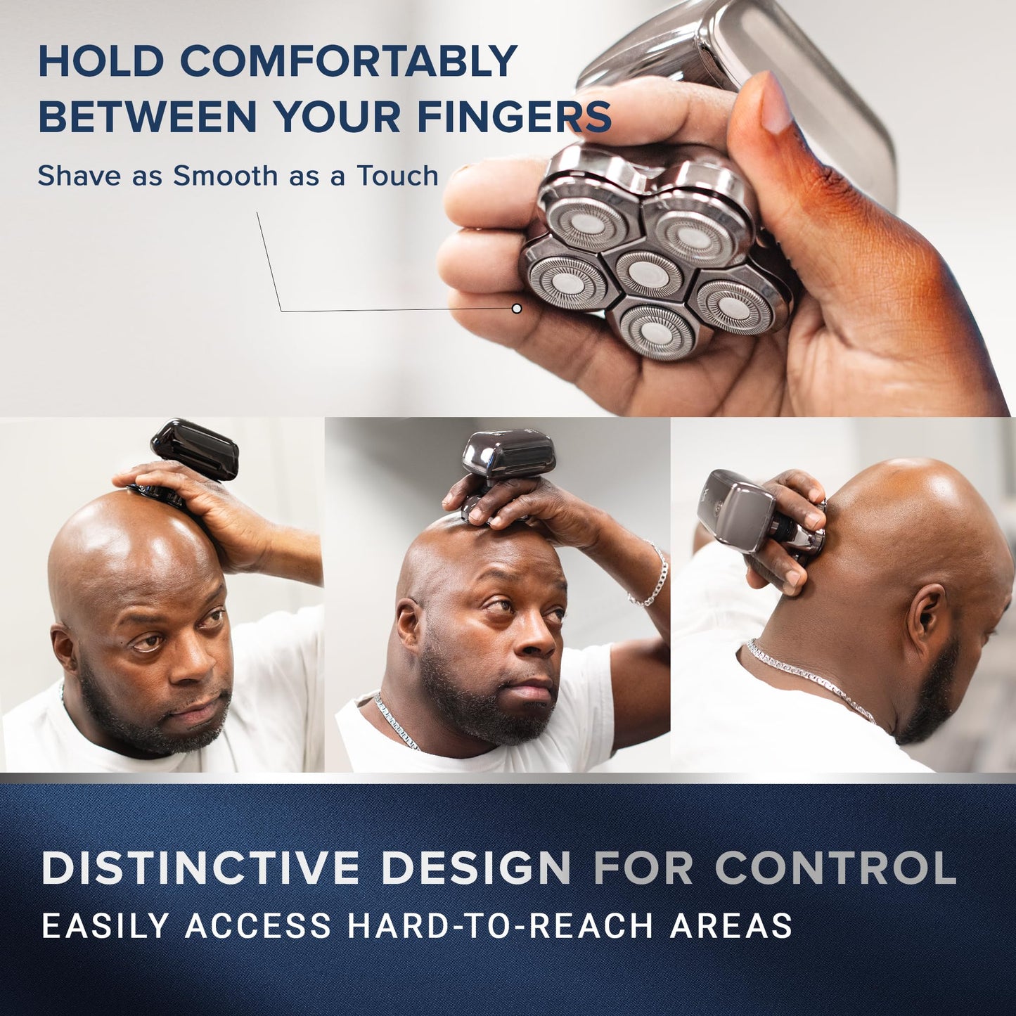 Electric Head Shaver for Bald Men: Waterproof Cordless Electric Razor for Bald Head & Hair Shaving - Close Shave, Skin-Friendly, 360° Full Coverage & Effortless Control, Easy to Clean, Wet & Dry Use
