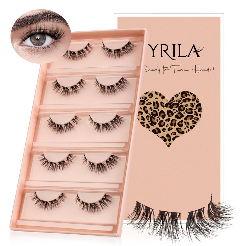 VYRILA Fluffy Lash Clusters 13mm False Eyelashes, 0.05mm PBT Fiber Eyelash Clusters Mink Lashes, 0.1mm Superfine Band Individual Lashes Clusters Like Eyelash Extensions(Starry-5 Pairs Lashes Pack)