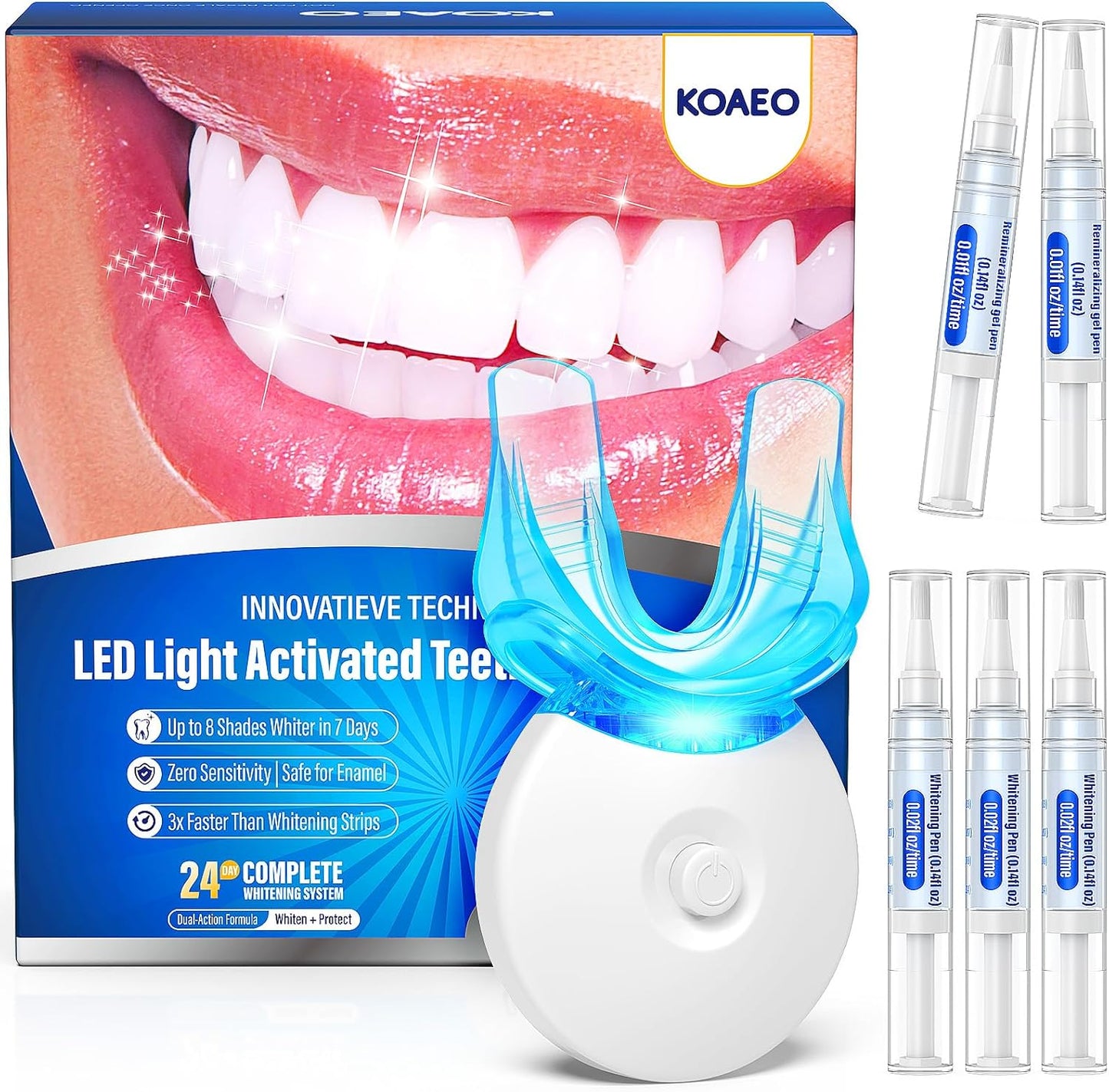 Teeth Whitening Kit with LED Light | 3 Gel Pens & 2 Desensitizing Pens | Safe for Sensitive Teeth, 0.68 Fl Oz (Cherry)