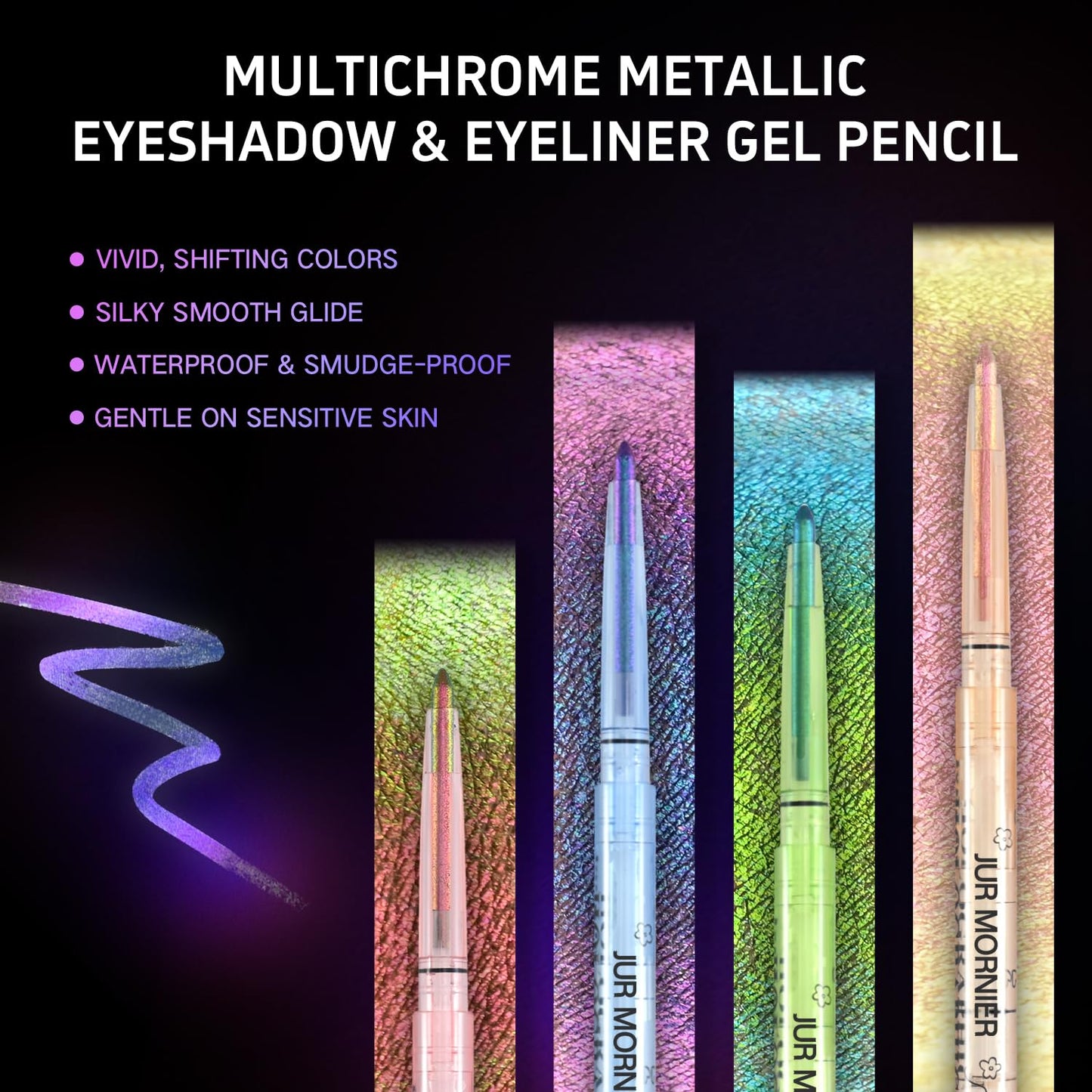Multichrome Eyeliner Gel Pencil - Waterproof, Long-Lasting Vegan Eye Liner | Shifting Colors (#304, 0.01 Oz)