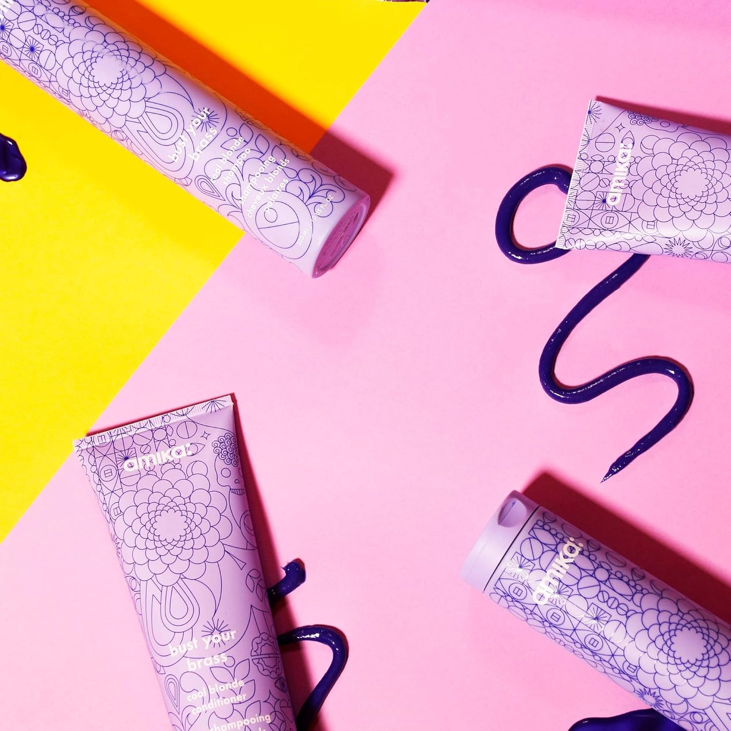 Amika Bust Your Brass Cool Blonde Shampoo - Tone & Brighten Blonde Hair | Sulfate-Free Formula