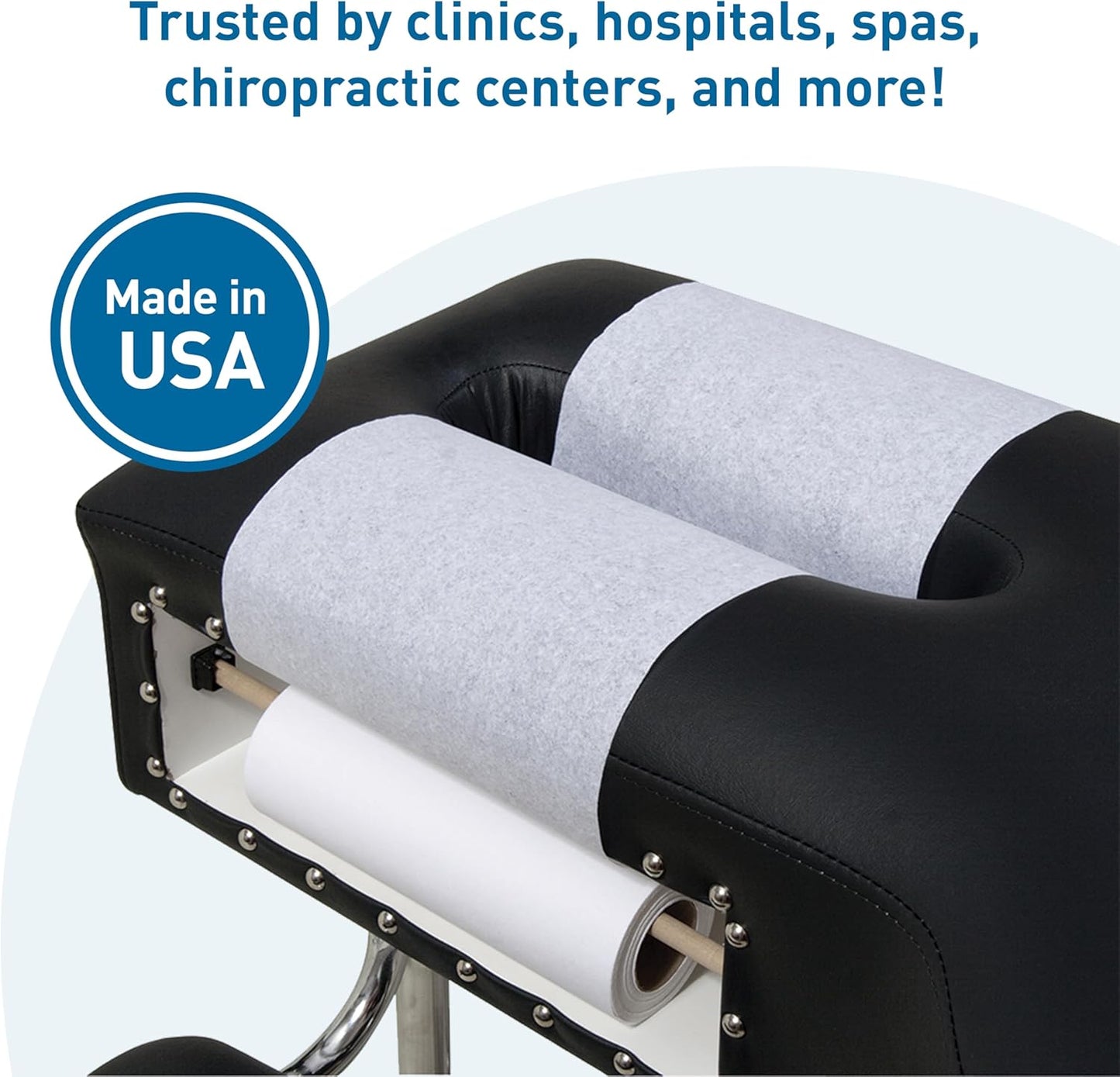 Headrest Sheets for Chiropractic Exam Table - Smooth White, 8.5-Inch x 225-Feet, 25 Count | Disposable Medical Office & Spa Use