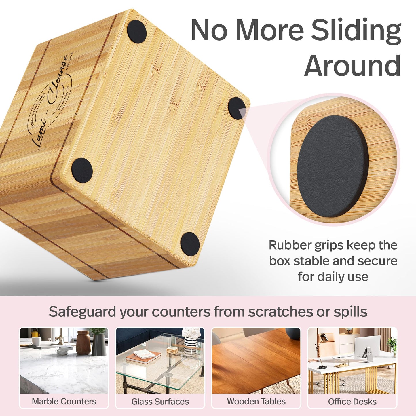 Premium Disposal Towel Holder, Bamboo Box with 50 XL Ultra Soft Clinically Tested Towels, Vegan, Lint Free