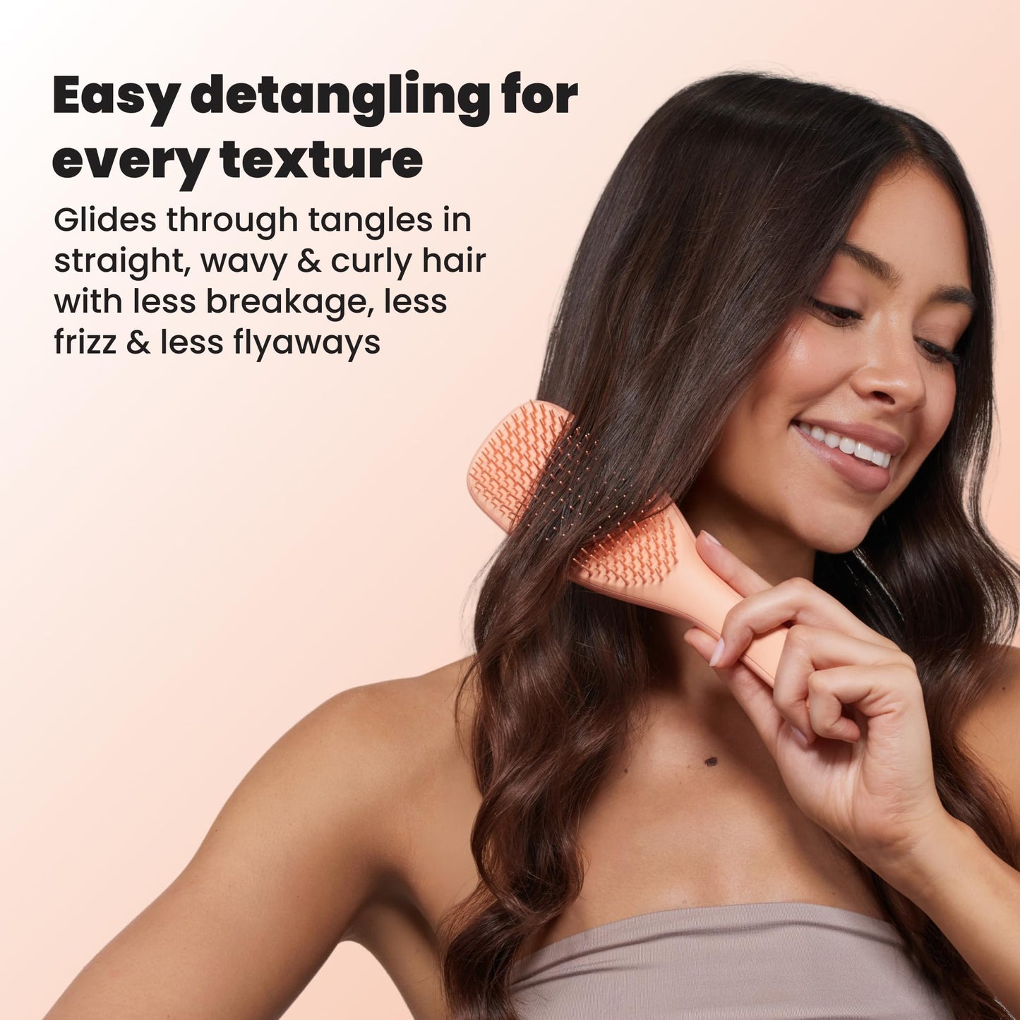 Tangle Teezer Ultimate Detangler Brush for Wet & Dry Hair, Eliminates Knots & Reduces Breakage for Straight to Wavy Hair Types, Amazon Exclusive Apricot
