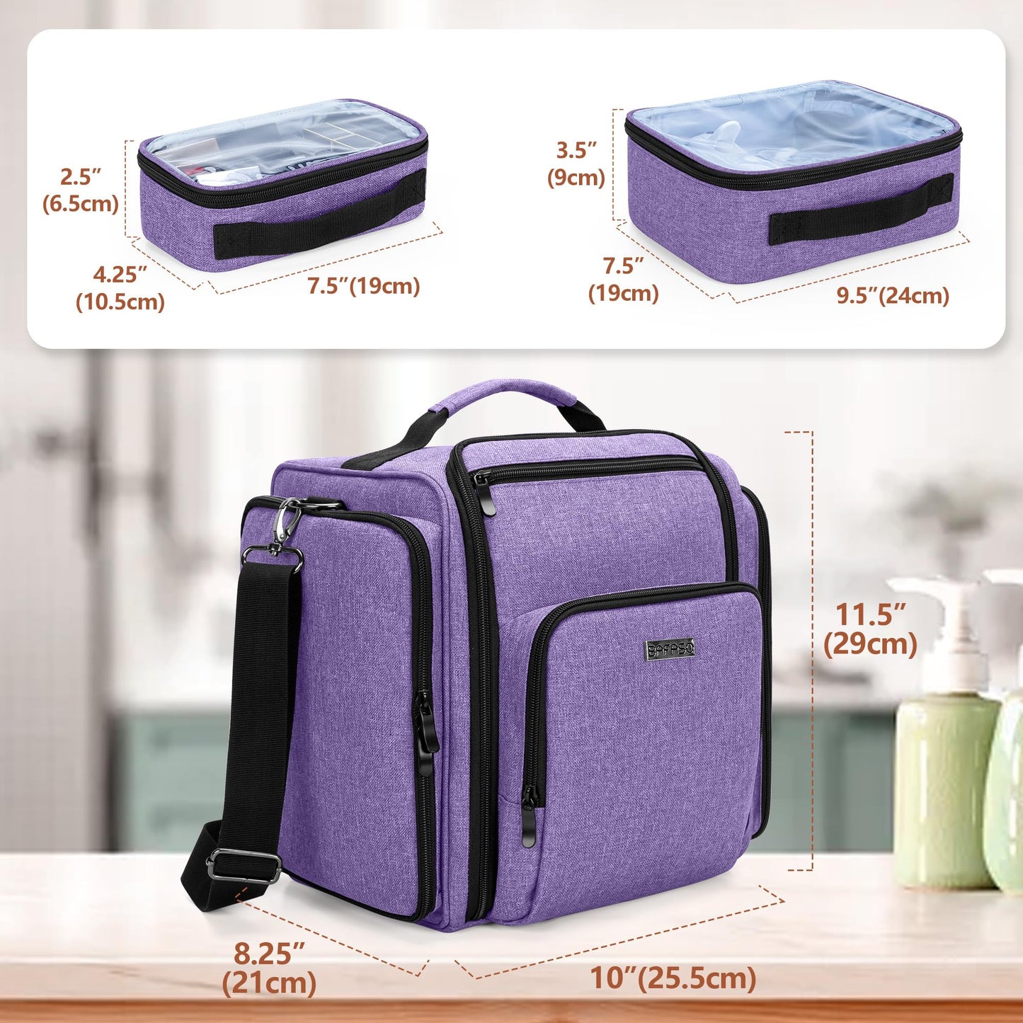 BAFASO Large Travel Toiletry Bag with 4 Removable Pouches, Purple