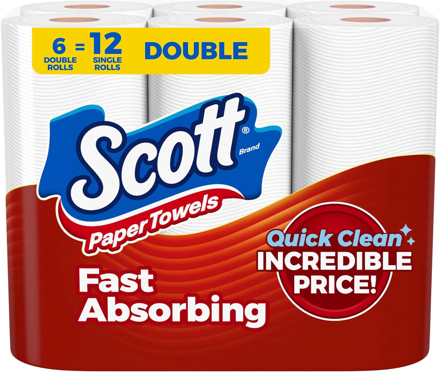 Scott Paper Towels - Choose-A-Sheet, 6 Double Rolls | 108 Sheets Per Roll, Strong & Absorbent