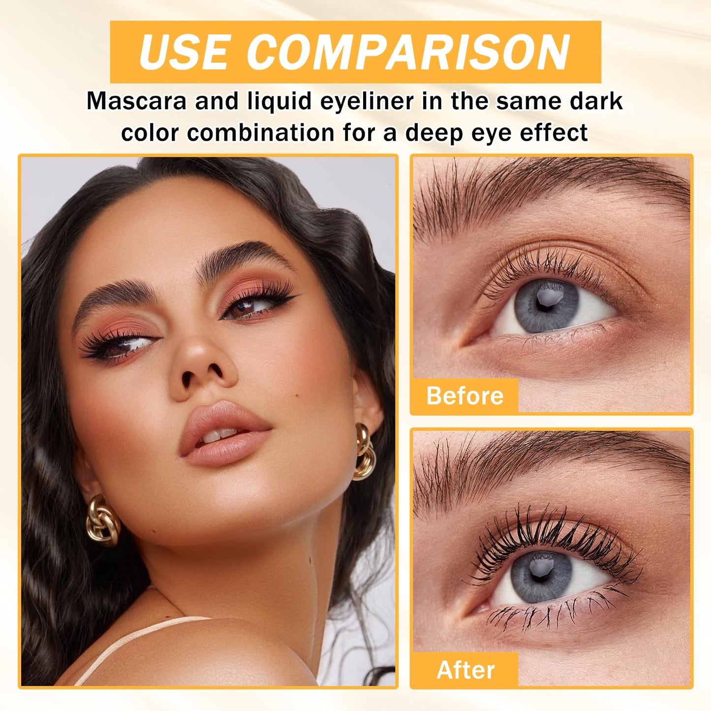6PCS Black Mascara & Eyeliner Pen Makeup Gift Set,Waterproof Long Lasting Smudge Proof Volume and Length Mascara, Easy to Use, Highly Pigmented Liquid Eye Liner Pencils for Women