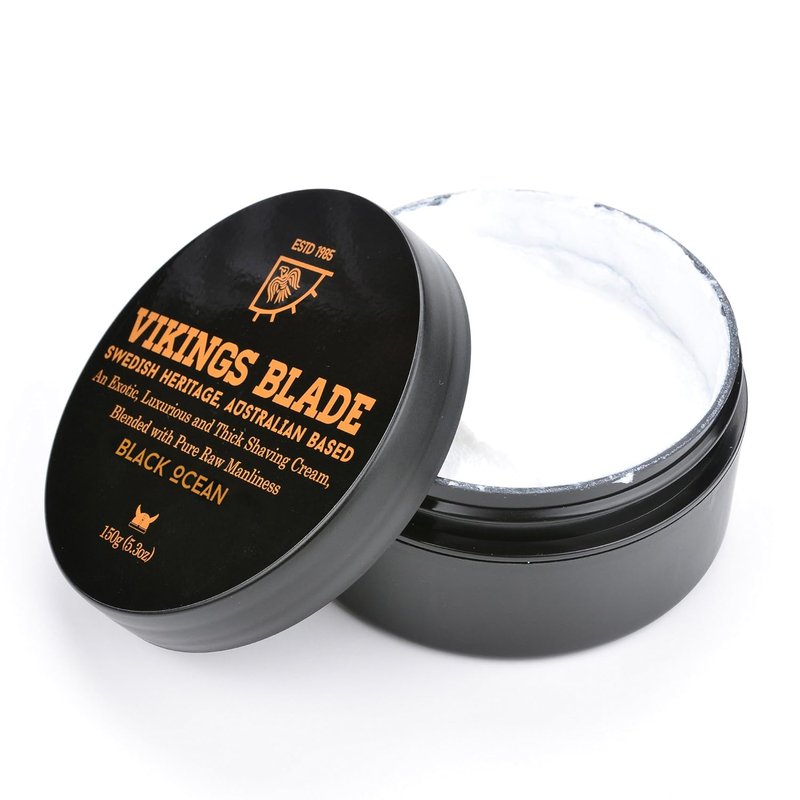 VIKINGS BLADE Luxury Shaving Cream - Black Ocean Scent, Silky Smooth Foam for a Refreshing Shave