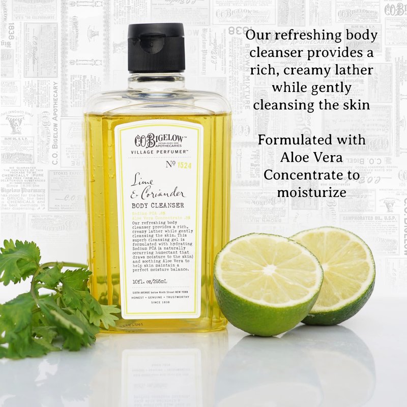 C.O. Bigelow Lime Coriander Apothecary Duo Skin Care Gift Set, Body Wash & Body Lotion, Liquid Soap & Moisturizing Lotion, Set of 2, 10 Fl Oz