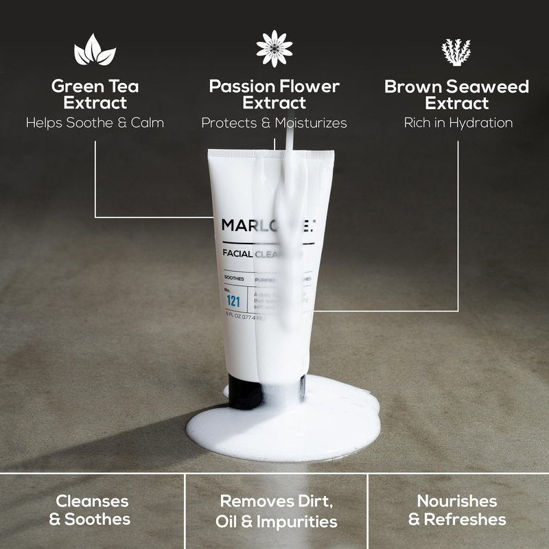 MARLOWE. Facial Cleanser, 6 oz, Purifying, Refreshing Daily Mens Face Wash, Removes Dirt, Oil & Impurities, Clean, Vegan Formula with Natural Extracts & Antioxidants, Original Fresh Sage & Fir Scent