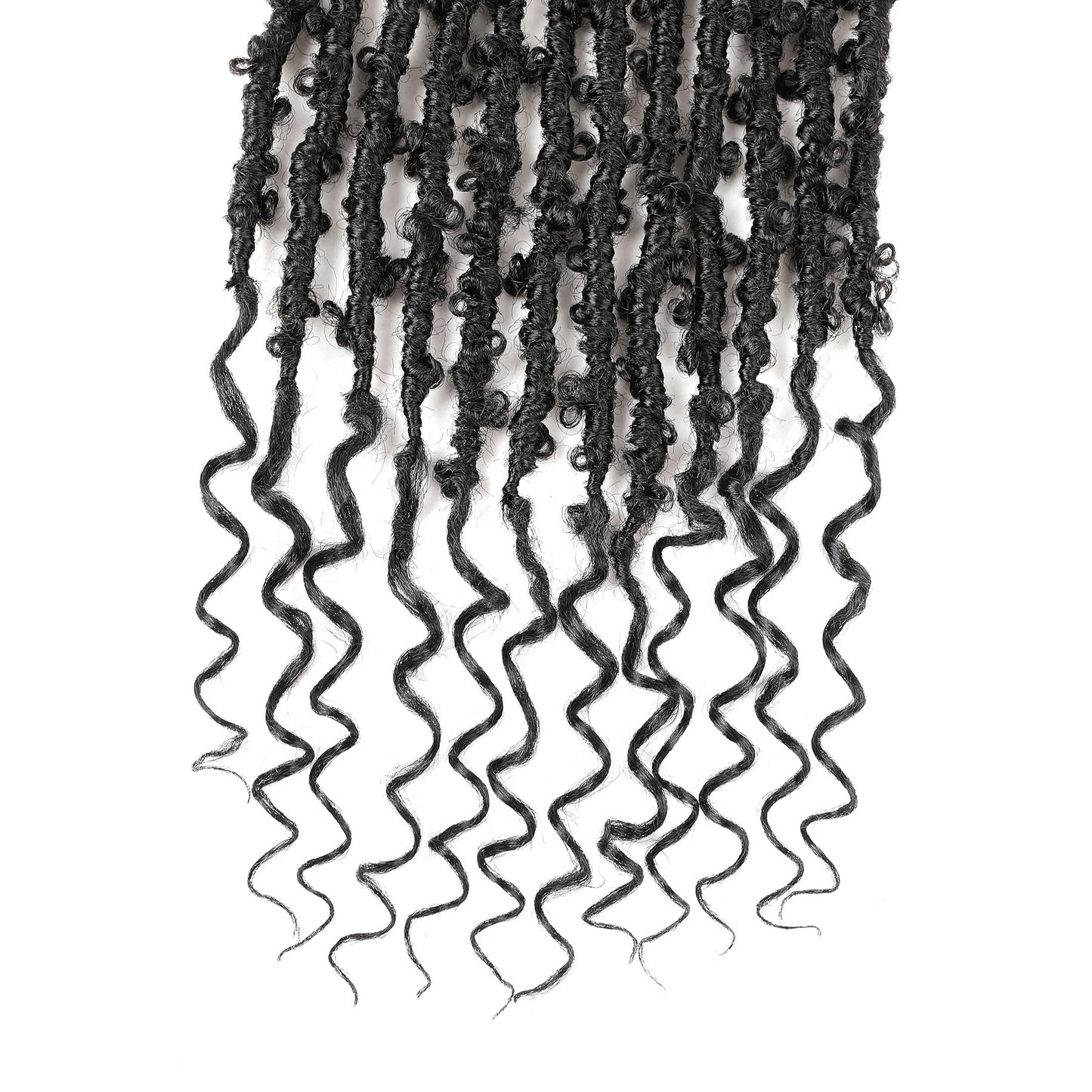 Butterfly Locs Goddess Locs Curly Ends 24 Inch Distressed Faux Locs Synthetic Crochet Hair For Black Women Hair Extensions (24 Inch, 6packs,1#)