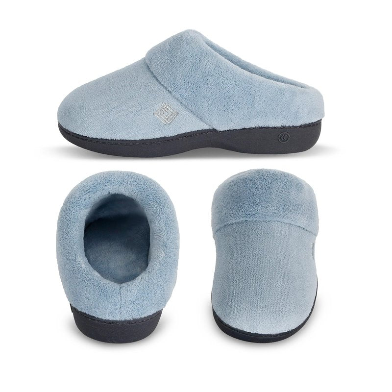 isotoner Women's Classic Clog Slippers with Memory Foam Comfort and Non-slip Sole Slipper, Blue Fog, 6.5-7