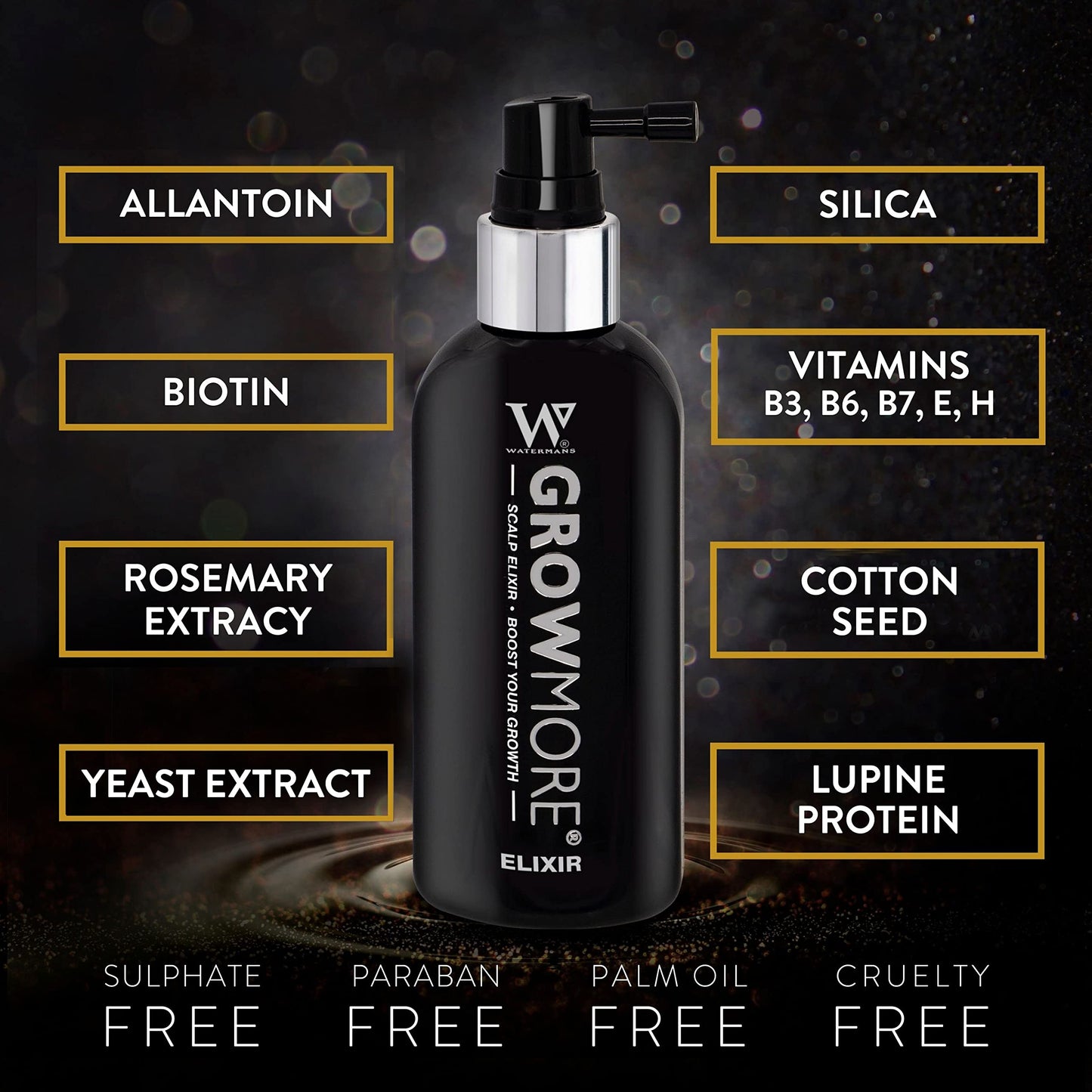 Grow More® Elixir – Leave In Hair Growth Serum for Thicker-Looking Hair & Improved Scalp Condition with Biotin, Caffeine, Rosemary & More – Sulfate-Free Hair Oil for Women & Men, 100mL