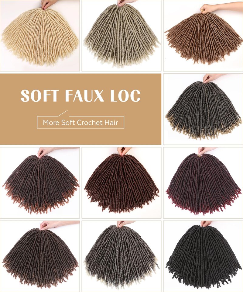 WIGNEE 120 Strands Faux Locs 12 Inches Short Pre-Looped Soft Dreadlock Crochet Hair 6 Packs Pre-Twisted for Black Women (12 Inch, 1B)