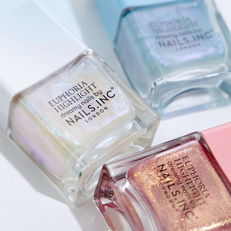 Nails Inc Euphoria Highlight, Make It Mythical, Pearl Shimmer, No Chip, Long Lasting, Quick Dry, Air Dry, Professional Manicures & Pedicures, Fingernails & Toenails, Vegan Nail Polish, 0.47 Fl Oz