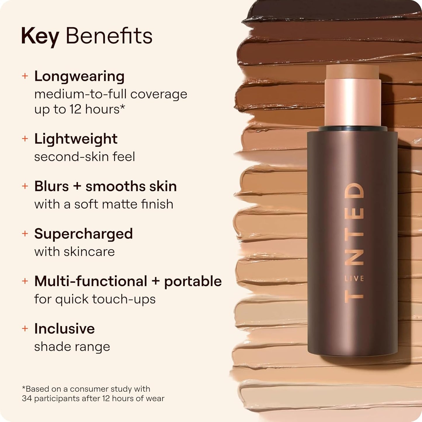 Foundation Makeup Stick - Live Tinted Huestick for Flawless Complexion - Shade 15