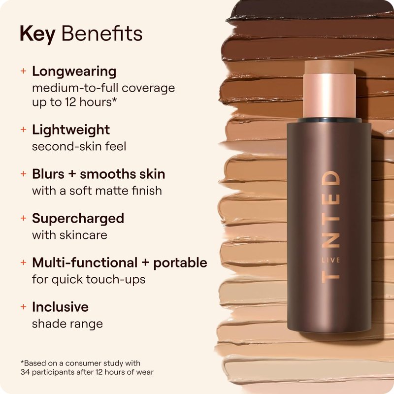 Live Tinted HUESTICK Complexion Stick - Medium-to-Full Buildable Coverage - Soft Matte Finish - Multitasking Makeup Stick - Lightweight, Creamy Formula - Shade 17