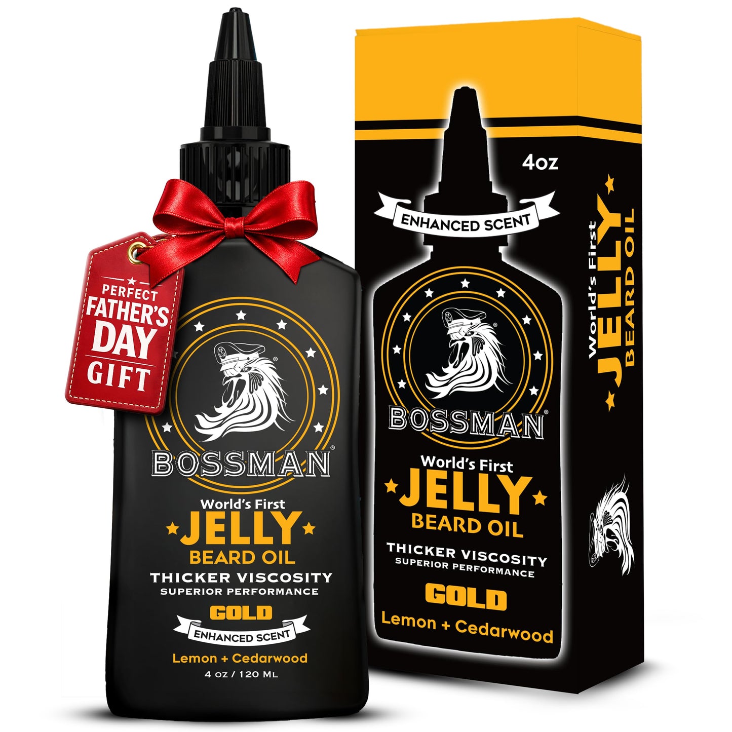 Bossman Jelly Beard Oil for Men (4 oz, Gold Scent) – Softens, Moisturizes & Conditions with Natural Ingredients