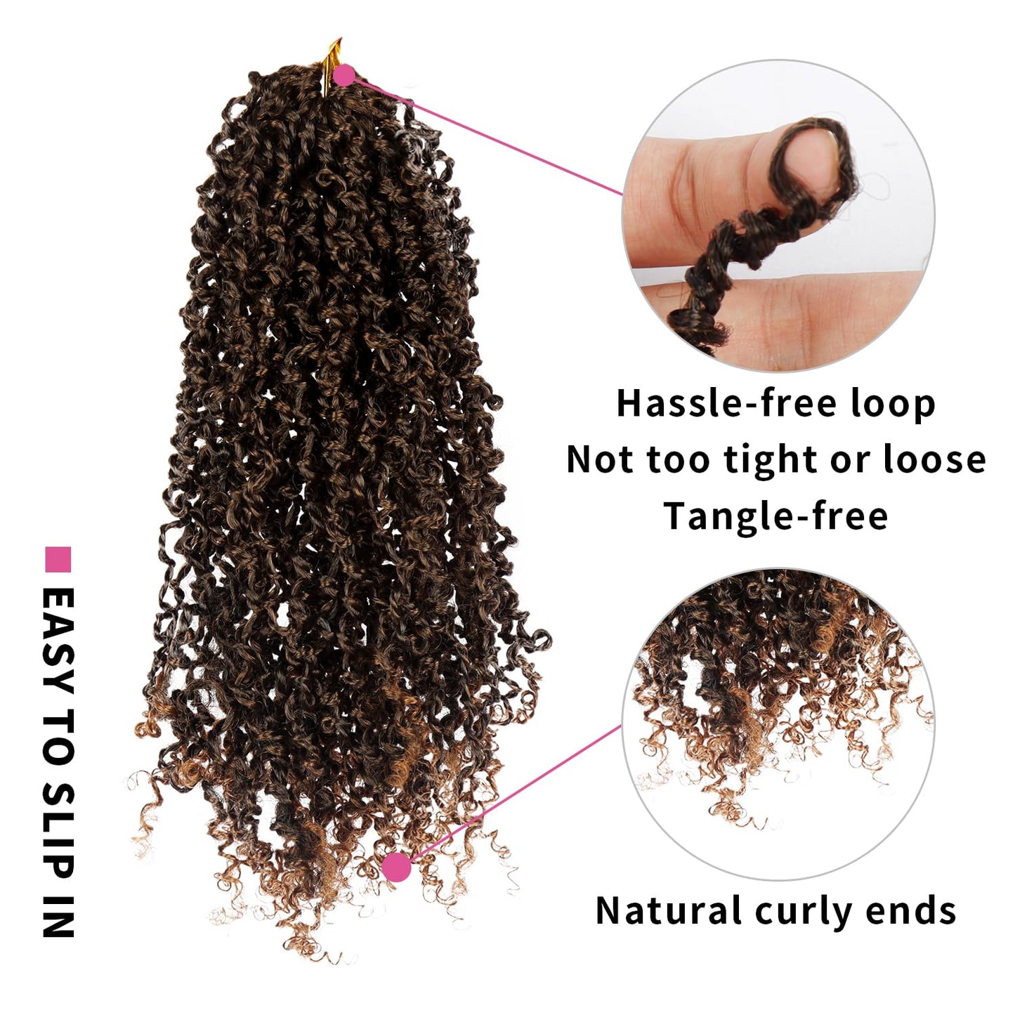 Yanky Twist Crochet Hair 9 Packs (270 Strands Total) 12 Inch Mini Twisted Crochet Hair,Synthetic Spring Twist Hair Short Passion Twist Hair Extensions For Women(1B30)