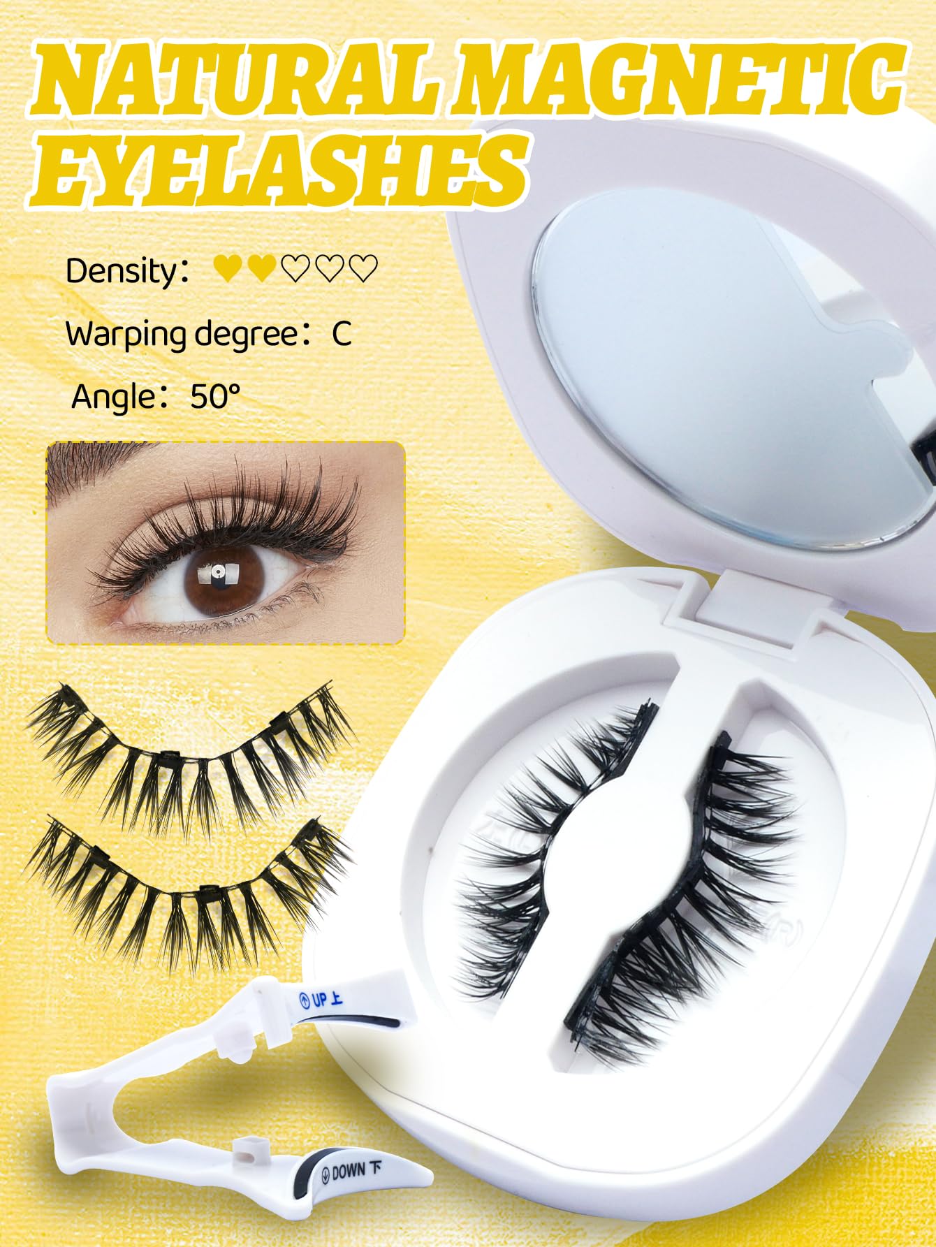 Elara Craft Magnetic Eyelashes with Applicator,Reusable Magnetic Lashes without Eyeliner, Glue-free False Lashes, Waterproof, Lightweight(Simple)