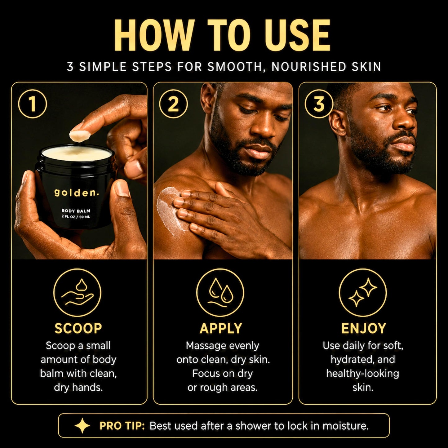 Golden Grooming Co. Men's Body Balm & Moisturizer for Extra Dry Skin – Intense Repair Body Butter with Mango Butter & Coconut Oil – Natural, Deep Hydration for All Skin Types – 2-pack