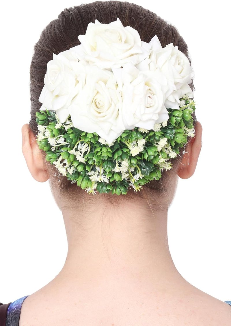 Artificial Blooming Flowers Hair Buns - Perfect for Weddings, Parties & Special Occasions