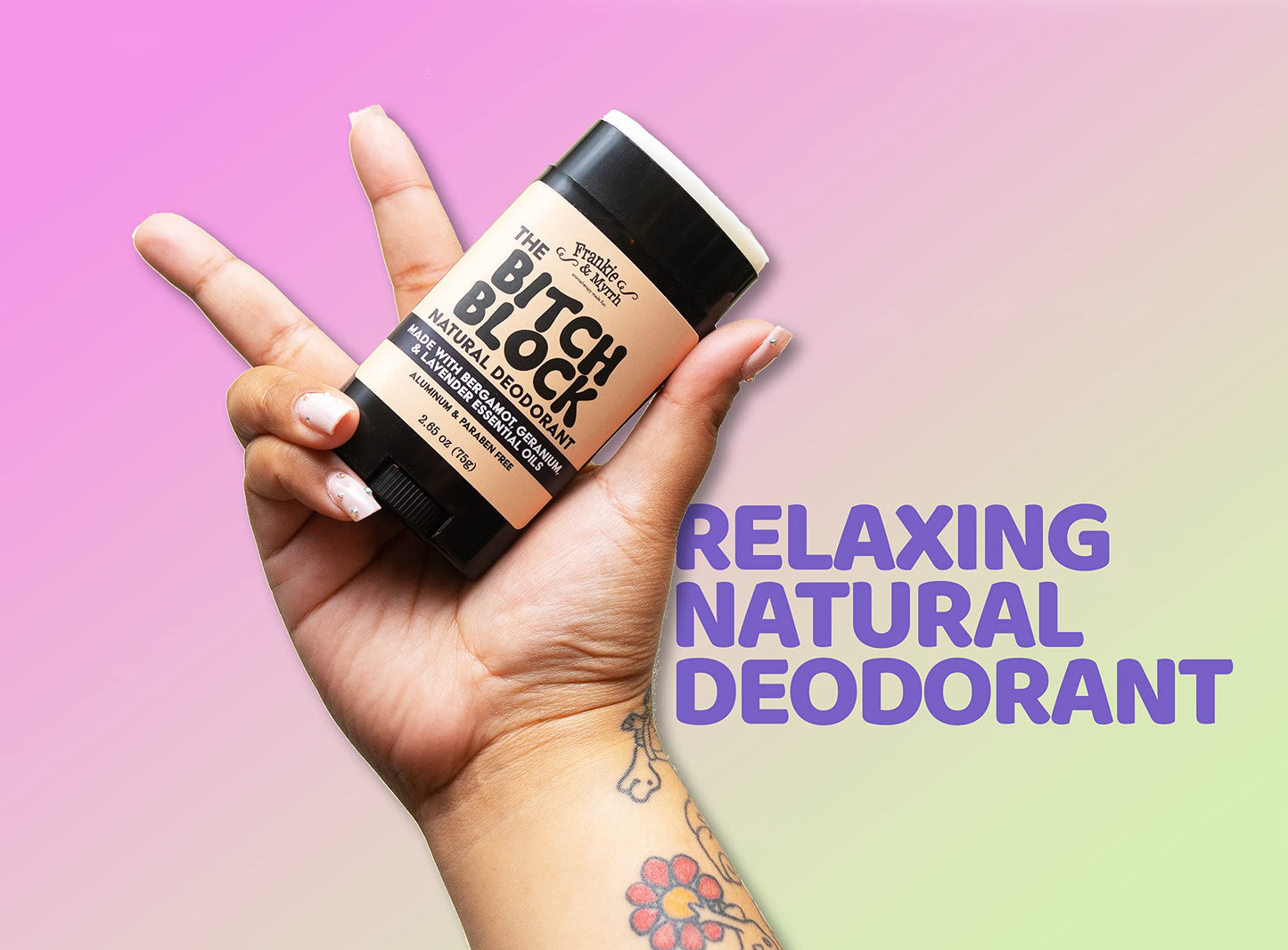 Frankie & Myrrh B!#ch Block Deodorant 2-Pack | Bergamot, Geranium, Lavender | Natural with Essential Oils | Aluminum-Free (256 oz) | Paraben & Phthalate Free