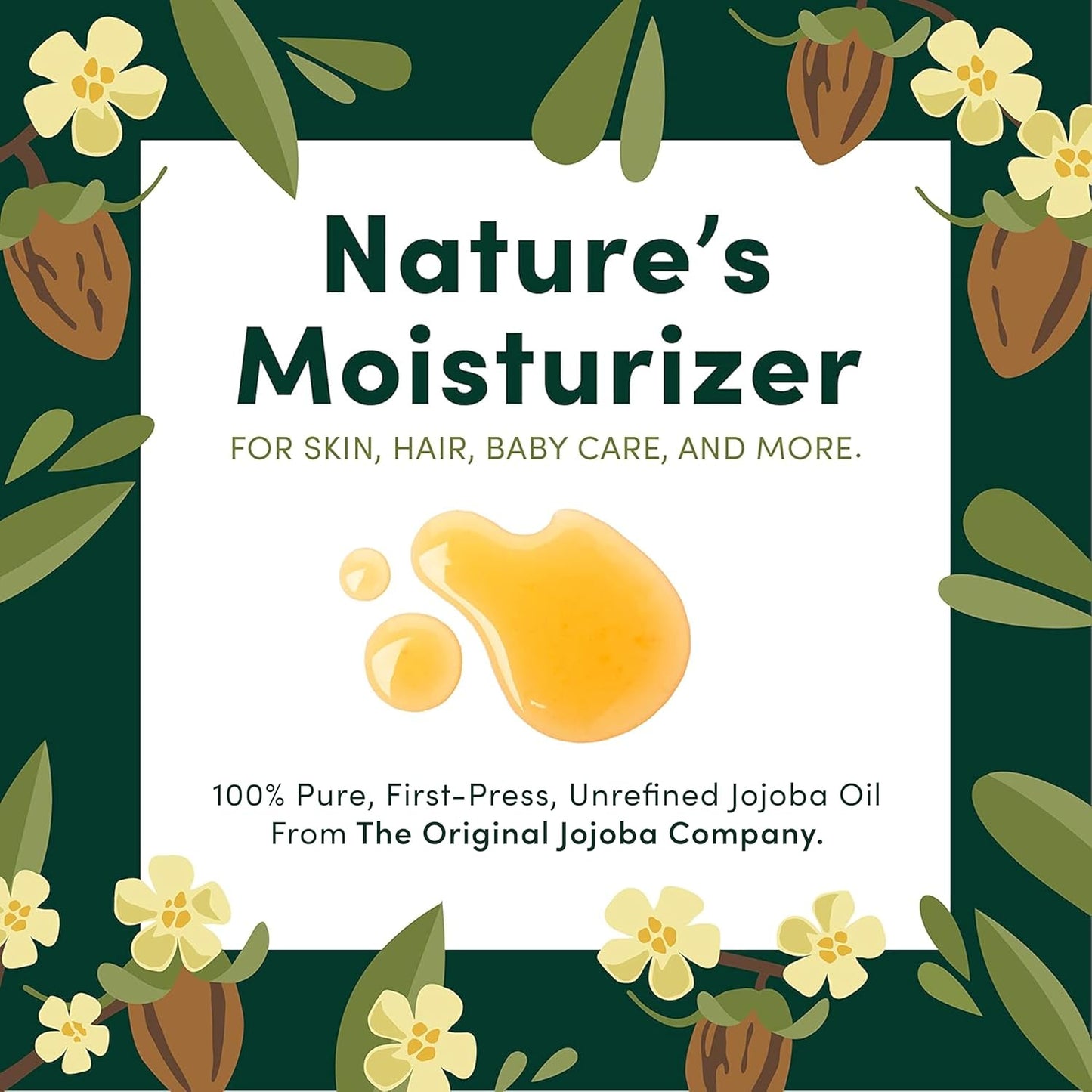 Organic Jojoba Oil - 100% Pure, Unrefined Carrier Oil for Hair, Skin & Beard Care | 16 oz
