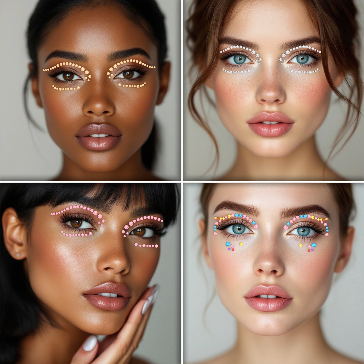 Face Gems – Face Jewels - Self-Adhesive Rhinestone Face Jewels for Makeup, Party & Rave Looks - Eye Gems, Face Glitter, Festival Face Gems, Glitter Tattoo, Self- Adhesive Festival Gems (3 Sheet Mix)
