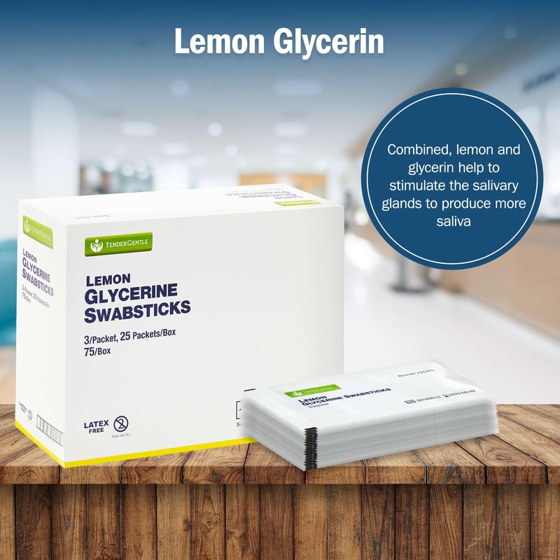 Lemon Mouth Swabs for Hospice Patients - 5 Pack of 375 Lemon Glycerin Oral Swabs for the Elderly - Refreshes and Moistens the Mouth, Teeth, and Gums